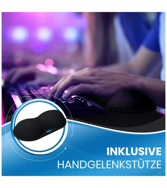 Everlasting Comfort RGB Mauspad Gaming Unterlage mit LED-Beleuchtung, Handgelenkstütze und Farbwechselmodus großes Mouse-Pad 80x30cm Gami