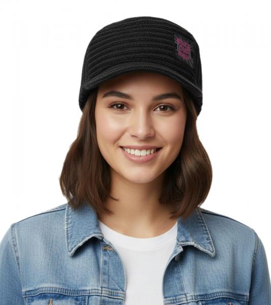 Fall Out Boy Unisex Schirm-M&uuml;tze mit "Fall Out Boy" Patch Schirm-Beanie Freizeit-M&uuml;tze KC103291FOB Schwarz/Grau