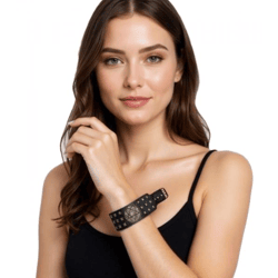 HIM Armband Rockband mit Logo-Patch Fan-Artikel Arm-Schmuck 25 cm WB103954HIM3 Schwarz