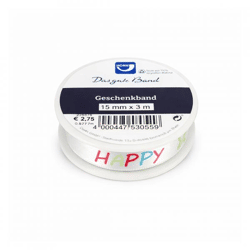 Horn Geschenkband Happy Birthday satin 3 m