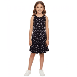KIDSWORLD Mädchen Sommer-Kleid mit Allover Blumen-Muster Freizeit-Kleid 74239509 Schwarz