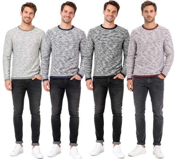 klassisches SOLID SDFlocks Herren Sweatshirt mit Rundhals Pullover Gro&szlig;e Gr&ouml;&szlig;en 21102722ME in Schwarz, Blau, Grau oder Rot