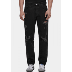 lässige 2Y Premium Herren Jeans Stretch Reißverschluss mit Baumwolle Schwarz