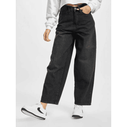 lässige URBAN CLASSICS Damen Jeans Reißverschluss Taschen 370 g/m² mit Baumwolle Schwarz