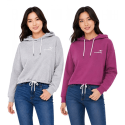 lässiger KangaROOS Damen Hoodie mit Kordelzug an Kapuze und Saum Kapuzen-Sweater Baumwoll-Pullover Grau meliert oder Violett