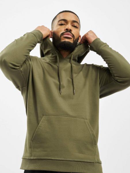 l&auml;ssiger Urban Classics Herren Hoodie Rippb&uuml;ndchen Kapuze 280 g/m&sup2; Khaki