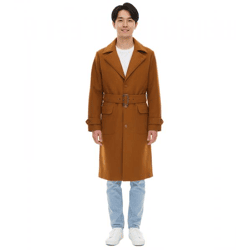 Mantel für Herren mit Woll-Anteil Herbst-Jacke mit Gürtel Langarm mit Knöpfen Winter-Jacke 936768 Braun