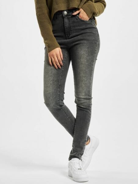 moderne Urban Classics Damen Jeans Skinny Fit Stretch Rei&szlig;verschluss mit Baumwolle Grau