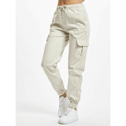 moderne URBAN CLASSICS Damen Jeans Stretch Kordelzug Taschen mit Baumwolle Beige