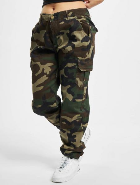 moderne Urban Classics Damen Jeans Stretch Rei&szlig;verschluss Taschen mit Baumwolle Camouflage