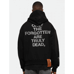 moderner Forgotten Faces Herren Hoodie Rippbündchen Kapuze mit Baumwolle Schwarz