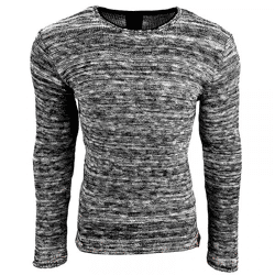 Moderner Herren Strick-Pullover im Strukturstrick Slim Fit Rundhals-Sweater 13268 Marine