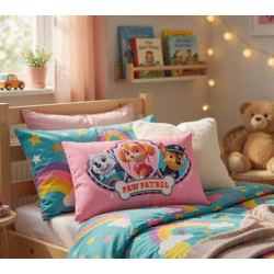 nickelodeon PAW PATROL Skye Chase Welpen Kinder Kissen Reisekissen mit Taschen 38x20cm Pink/Rosa