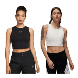 NIKE Sportswear Essentials or Jordan Women's Crop-Top Tank Top with Logo Sports Shirt FB8279-0100 Black or DX4700-133 White