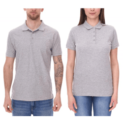 SANTINO Mathias Polo-Shirt aus Bio-Baumwolle Polo-Hemd mit 3er Knopfleiste Kurzarm-Shirt meliert 180 gr/m2 Grau