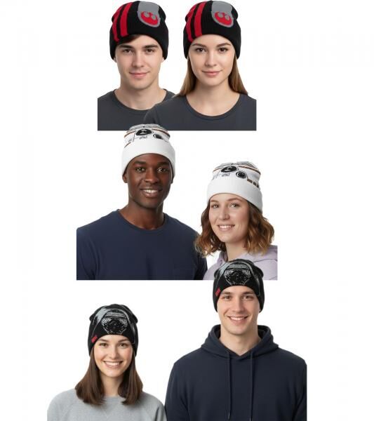 Star Wars Beanie f&uuml;r Damen oder Herren Strick-M&uuml;tze in Einheitsgr&ouml;&szlig;e Fan Artikel Winter-M&uuml;tze in Schwarz oder Wei&szlig;
