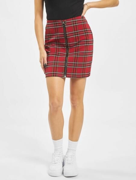 stilvolles Urban Classics Damen Kleid Stretch Rei&szlig;verschluss 260 g/m&sup2; Rot/Schwarz
