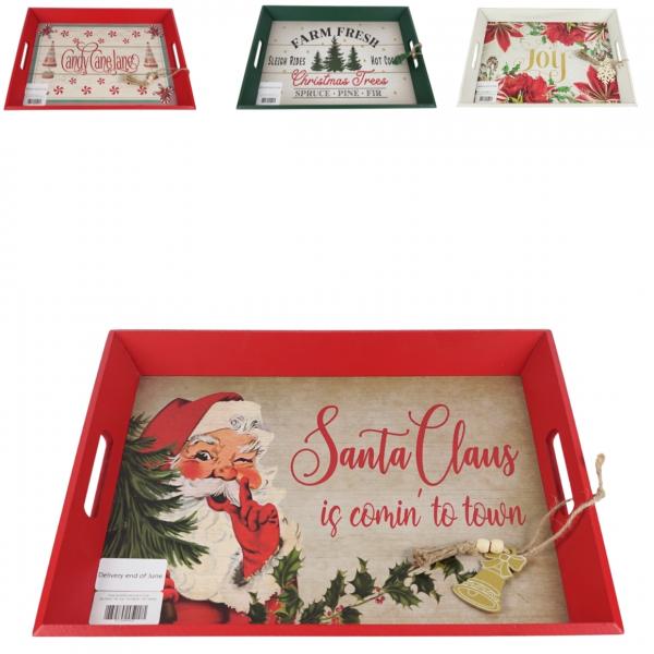 Tablett Weihnachten Deko Holz 45 cm 4 sortiert