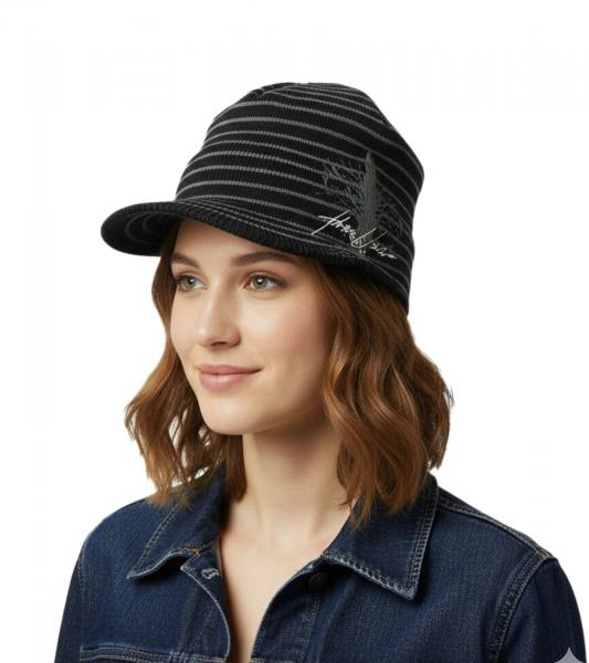 The Used Unisex Rockband Schirm-M&uuml;tze stylische Schirm-Beanie Freizeit-M&uuml;tze KC101864TUD Schwarz/Grau