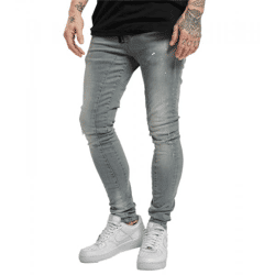 vsct Keanu Herren Slim-Fit Jeans im Destroyed-Look Denim-Hose mit Farbspritzer D5643094 Grau