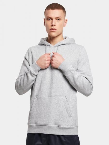 weicher Build Your Brand Herren Hoodie gro&szlig;e Kapuze Kordelzug 300 g/m&sup2; mit Baumwolle Grau