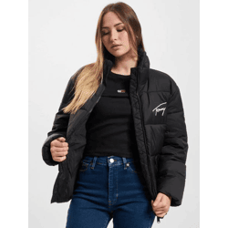 Soft Tommy Jeans Women's Zip-Up Quilted Sweatshirt, Black