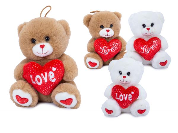 B&auml;r mit Herz I Love You Pl&uuml;schfigur - 2-fach sortiert - 15 cm