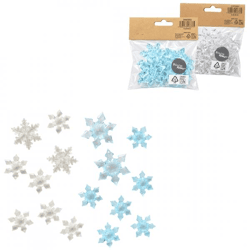 Boltze Konfetti „Schneeflocke“ aus Acryl, 6,5 cm, 2er-Set, gemischt