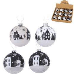 Boltze Weihnachtskugel Villeo 8 cm, 4er-Set, gemischt