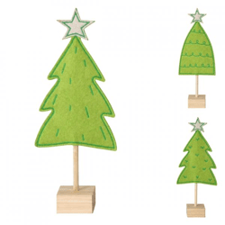 Boltze Weihnachtsbaum auf Sockel aus Filz, 34 cm, 3er-Set, sortiert