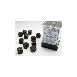 Chessex: Opaque Black/gold 12mm d6 Dice Block (36 dice)