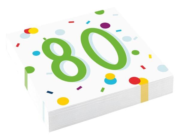 Confetti Birthday - 20 Servietten Birthday 80 - 33 x 33 cm