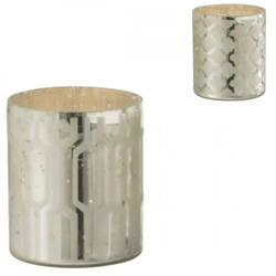J-Line Teelichthalter, silberfarben, 9,5 cm, 2er-Set, sortiert
