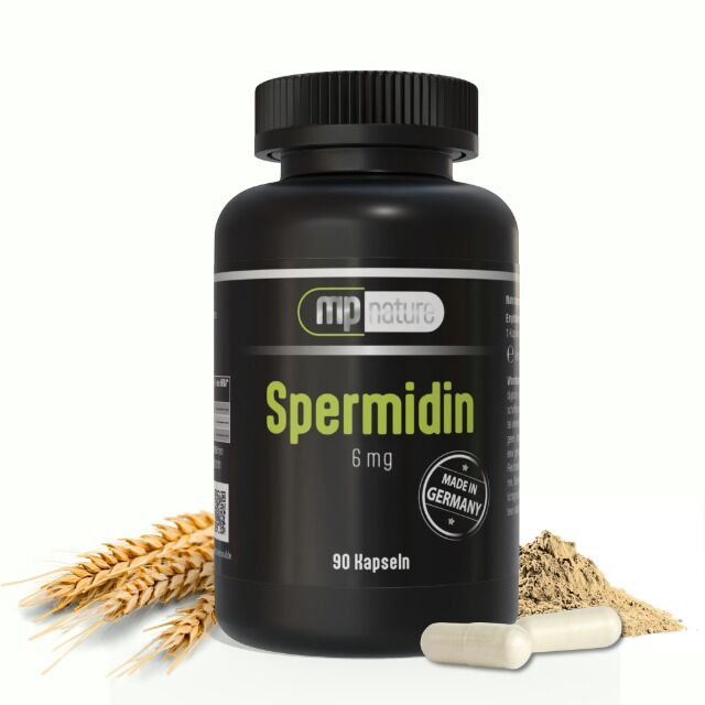 Spermidin 6mg pro Kapsel, Weizenkeimextrakt, Nahrungsergänzungsmittel PZN registriert, 90 Kapseln pro Dose, MHD 08/2027, Made in Germany