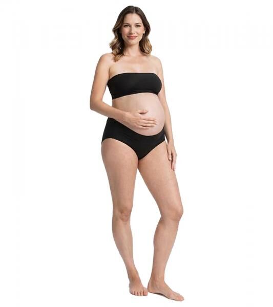 2er Pack Damen Umstands-Slip Unterw&auml;sche aus Bio-Baumwolle Schwangerschafts-Unterhose 944207 Schwarz/Wei&szlig;