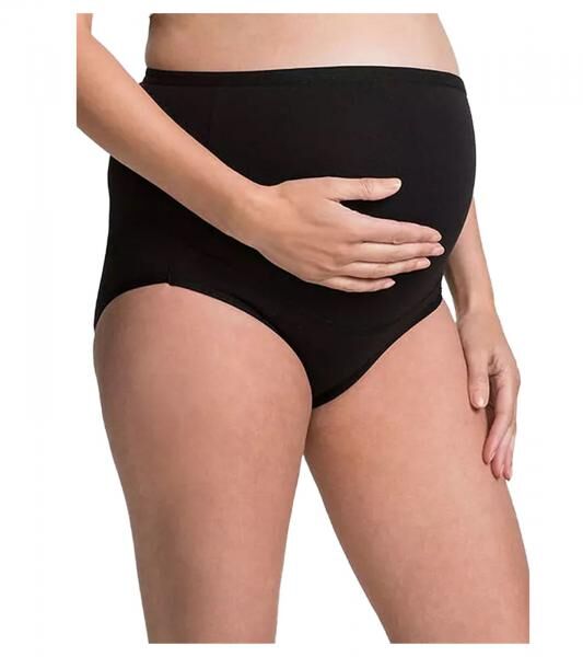 2er Pack Damen Umstands-Slip Unterw&auml;sche aus Bio-Baumwolle Schwangerschafts-Unterhose 944207 Schwarz/Wei&szlig;