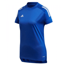 adidas Condivo 20 Damen nachhaltiges Sport-Shirt mit Mesh-Einsätzen Trainings-Shirt mit AEROREADY Fitness-Shirt FJ7532 Blau/Weiß