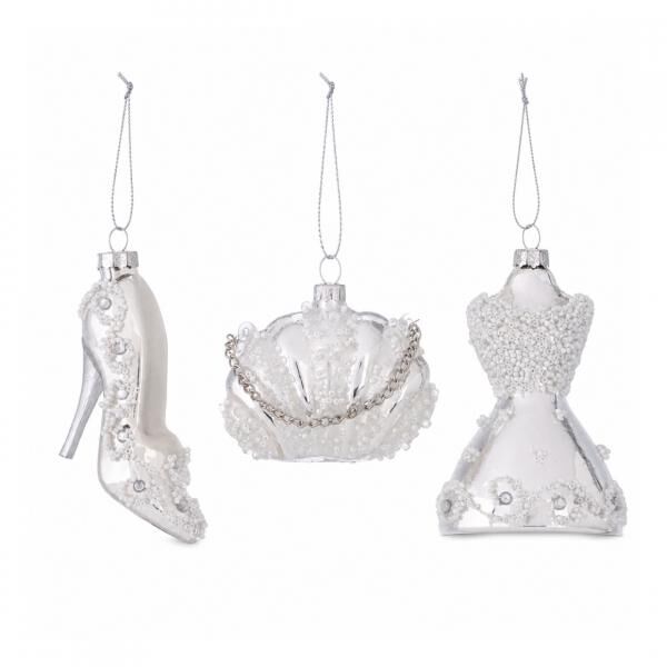 Boltze Weihnachtsanhänger „Pimpy“ aus Glas, 12 cm, 3er-Set, sortiert