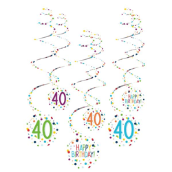 Confetti Birthday - 6 Deko-Spiralen 40 - 61 cm