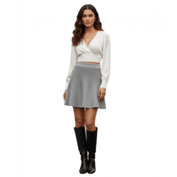 Damen Strick-Minirock – Stylisch & Zeitlos mit Gummibund 978962 Grau Meliert