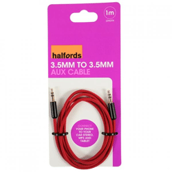 Halfords Aux-Kabel, rot, 3,5 mm, 1 Meter