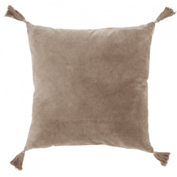 J-Line kussen Velvet kwast beige 43 x 43 cm