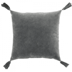 J-Line kussen Velvet kwast grijs 43 x 43 cm