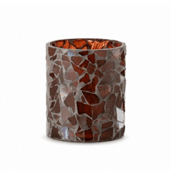 J-Line theelichthouder Mozaiek bruin 9,5 cm