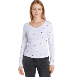 KangaROOS Damen Baumwoll-Sweatshirt stylisches Langarm-Shirt Rundhals-Pullover 86609137 Weiß