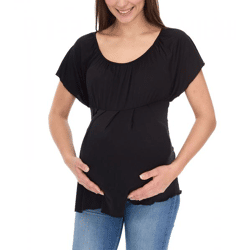 neun 9 Monate Damen schlichtes Schwangerschafts-T-Shirt Umstands-Mode 540202 Schwarz