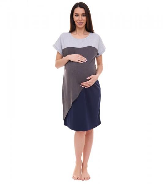 neun 9 Monate Damen Umstands-Kleid asymetrisches Schwangerschafts-Kleid 32879759 Grau/Blau
