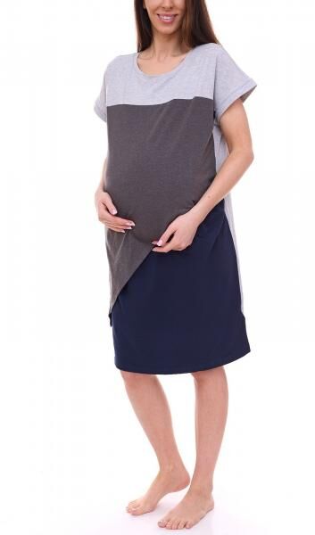 neun 9 Monate Damen Umstands-Kleid asymetrisches Schwangerschafts-Kleid 32879759 Grau/Blau