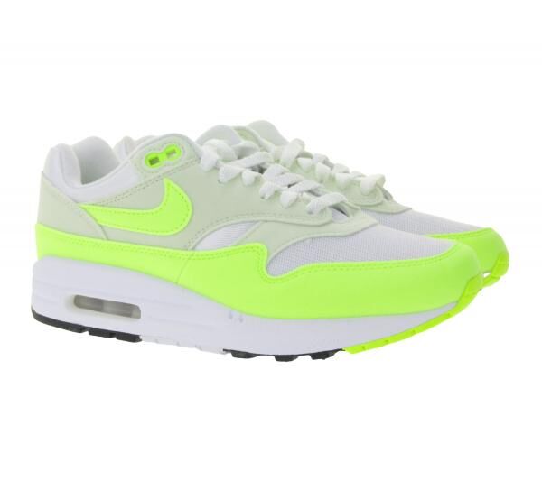 NIKE Air Max 1 Damen Sneaker Turnschuhe mit Air Max-D&auml;mpfung Low-Top Schuhe DZ2628 100 Wei&szlig;/Gelb