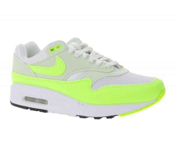 NIKE Air Max 1 Damen Sneaker Turnschuhe mit Air Max-D&auml;mpfung Low-Top Schuhe DZ2628 100 Wei&szlig;/Gelb